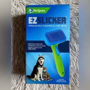 PetLovers EzSlicker Brush - Self Cleaning Dog and Cat Hair Brush
